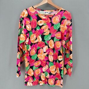 Vintage Philippe Salvet Paris Resortwear Fruit Top Pink Orange Size Medium 70s